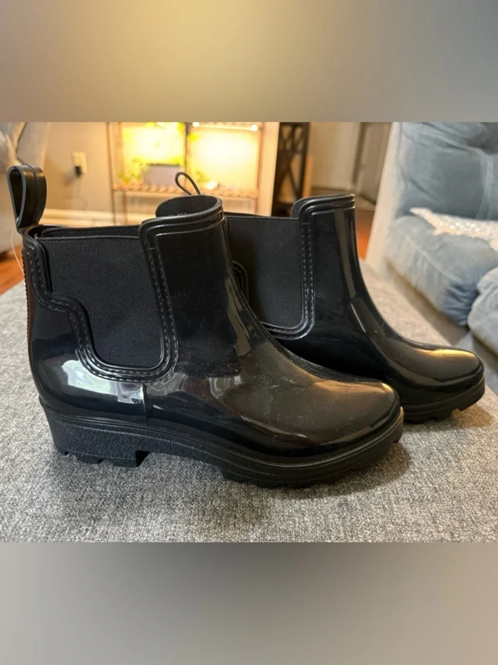 Capelli New York Black Gloss Jelly Chelsea Boots Size 9